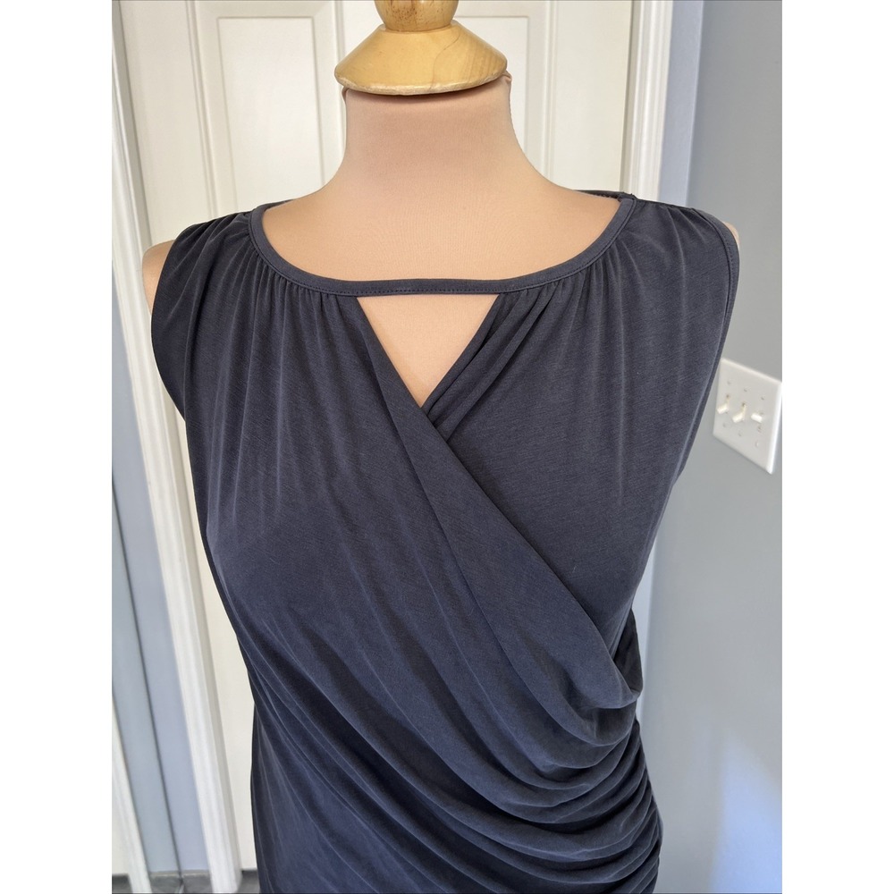 Anthropologie Deletta Wrap Sleeveless Tank Top Steel Gray Size XS Ruched Stretch - Picture 3 of 9